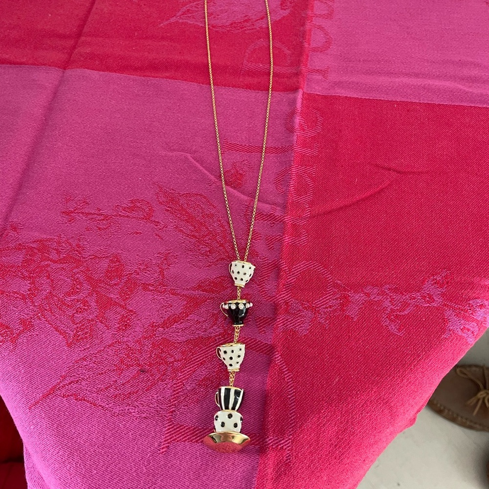Kate Spade Alice in Wonderland Stacked Teacups Necklace